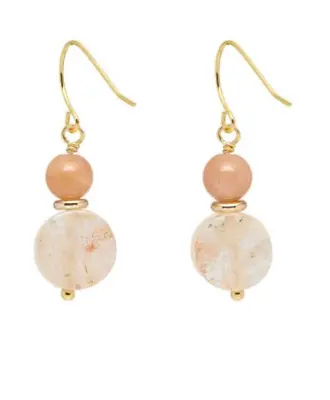 Lola Rose Delila Dangle Earrings Stone Peach Moonstone Red Crystal Rrp £25 • £20