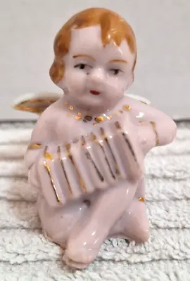 Vtg 1950s Pink Porcelain “Musical Cherub” Red-Haired Figurine W Accordion Japan • $9.88