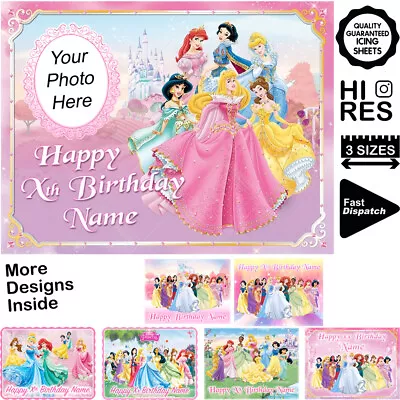 £2.99 • Buy Disney Princess Cake Topper Personalised Rectangle Icing 4 Sizes Inc Costco