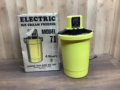 Vintage Richmond Cedar 4 Quart Ice Cream Maker Machine Electric Model 71 WORKS! • $21.24