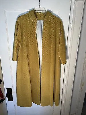 Vintage Open Yellow Velvet Coat 3/4 Sleeve Collar Size S • $89