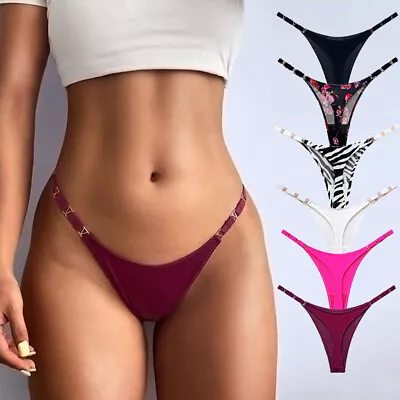 Sexy Thong Women Underwear Briefs Seamless Panties Metal Buckle G String Knicker • £4.34