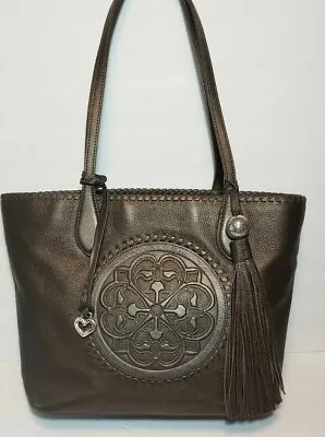 Brighton Ferrara Coll. Gabriella Pewter Medallion Tasseled Tote Purse Mint$530 • £384.72