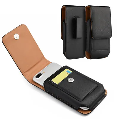 For LG Phones - VERTICAL BLACK Leather Pouch Card Holder Belt Clip Holster Case • $9.60