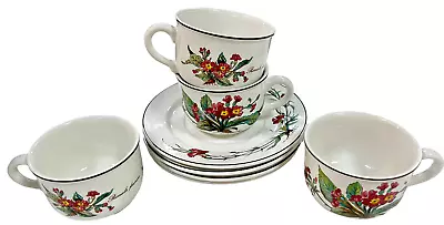 Villeroy & Boch Vilbofour Botanica Primula Favinosa Teacup And Saucer Set Of 4 • $225