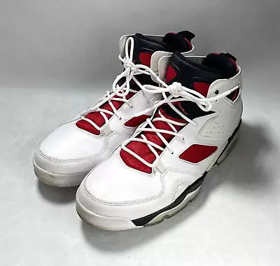 Nike Air Jordan Flight Club 91  White Red Basketball Sneakers Shoes Men's 11.5 • $25