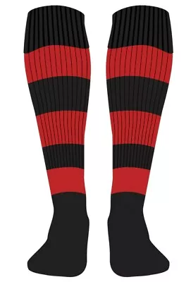 Rugby Sock - Red And Black Hooped - Multisport - Large • £3.99