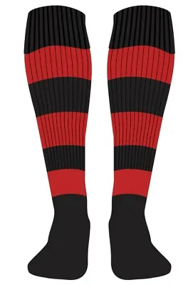 Rugby Sock - Red And Black Hooped - Multisport - Medium • £3.99