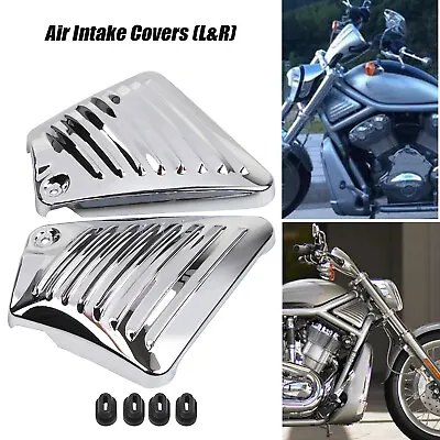 Chrome L&R Airbox Neck Side Air Intake Cover Vented For Harley V-Rod VRSCB VRSCA • $35.13