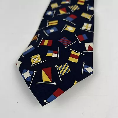 Vintage 90’s POLO RALPH LAUREN Men’s TIE 100%  SILK MADE IN USA Flags • $29.99