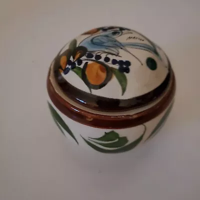 Tonala Mexico Pottery Bowl Lidded Trinket Dish Floral Botanical Bird Mexican • $16.95