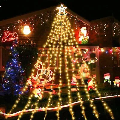 350 LED Christmas Decorations Star Light Outdoor Waterfall Lights Warm Color US • $24.19