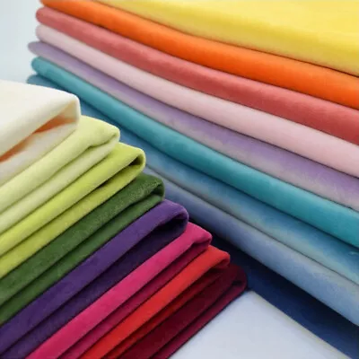Soft Plain Plush Velvet Upholstery Fabric Material Cushion Pillow Curtain Sofa • £1.94