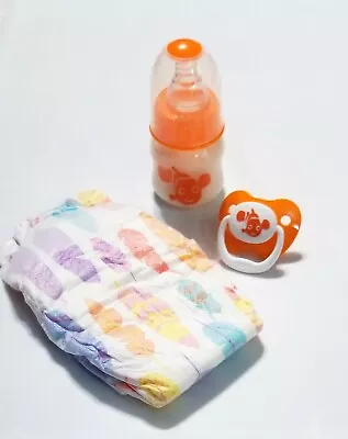 £16.55 • Buy 2oz Nemo Themed Reborn Baby Formula Bottle, Magnetic Pacifier & Diaper Set!