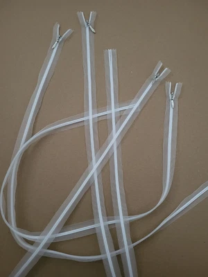£5.99 • Buy White 27 Inch / 70 Cm Invisible Concealed Close End Zip Mesh Zipper 