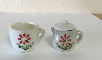 Vintage Miniature Toy China Tea Set Red Flower Made In Japan • $5