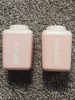 Lustro-Ware Chef Salt N Pepper Shakers Rare Pink Kitchen 1960s MCM Vtg Plastic • $12