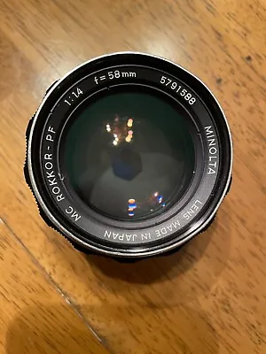 CLA’d MC Rokkor-PF 58mm F/1.4 Lens For Minolta SRT 35mm SLR Cameras • $100