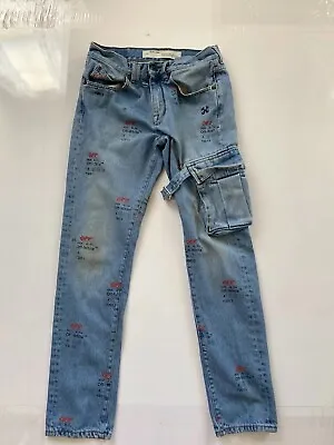 OFF WHITE C/o VIRGIL ABLOH Denim Label Jeans Main Streetwear Rare 2013 Size 31 • $125