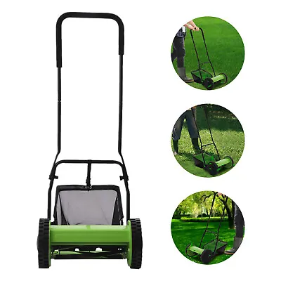 12  Manual Lawn Mower Hand Push Reel Walk-Behind Grass Catcher Adjustable Height • $75