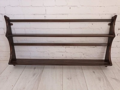 £60 • Buy Ercol Vintage Plate Rack Wall Shelf Dark Wood Elm Mid Century