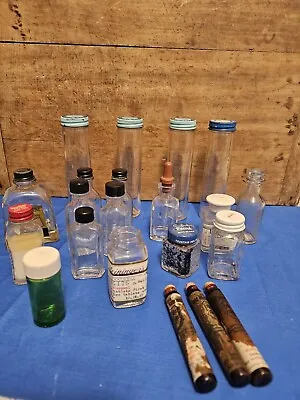 Lot Of 21 Vintage Medicine Bottles Genuine Haarlem Oil Alka Seltzer Hair Tonic • $55