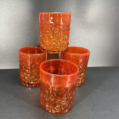 Set Of 4 Vintage Bryce El Rancho Flame Amberina Lowball Juice Glasses Glows MCM • $59.99