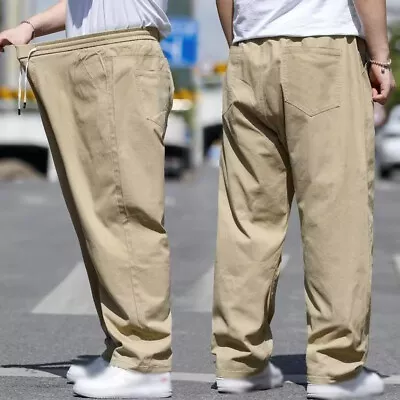 Men's Baggy Casual Pants Bottoms Straight Leg Workwear Cargo Trousers Plus • $31.57