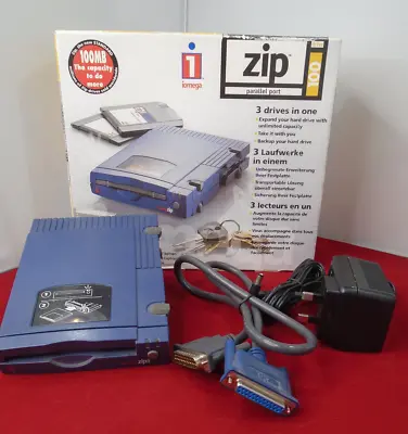 Boxed Iomega 100MB Parallel Port Zip Drive External Inc PSU & Cable. Used • £79.99