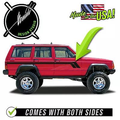 Retro Hockey Stick Racing Sides Stripes Decals Fits- 1983-2001 Jeep Cherokee XJ  • $64.99