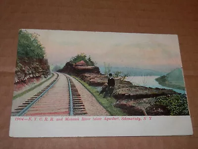 SCHENECTADY NY - OLD POSTCARD - N.Y.C.R.R. And MOHAWK RIVER Below AQUEDUCT • $5.95