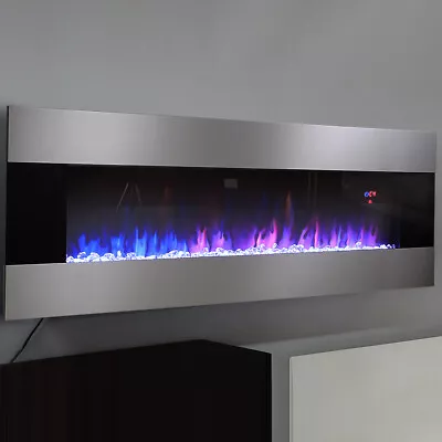 50 /60  WALL MOUNTED FIREPLACES LED FLAMES Toughened Glass  ELECTRIC FIRE REMOTE • £199.95