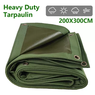 Green Canvas Heavy Duty Cotton Tarpaulin Cover Boat Log Store Roofing Sheet UK • £21.85