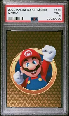 PSA 9 Mint Panini Super Mario Trading Cards No. 145 Mario Gold Card • $38.61