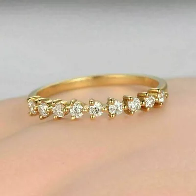 1.00Ct Round-Cut Lab Created Diamond Eternity Band Ring 14K Yellow Gold Plated • $93.59