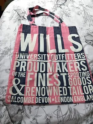 £0.99 • Buy Jack Wills Tote Bag Distressed Look Shopping Pink Navy Beach Bag