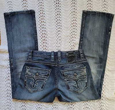 Rock Revival Ewald Boot Mens Jeans Denim Size 31 (32×31) Blue Thick Stitch • $64.95