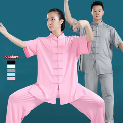 Men Women Martial Arts Tai Chi Uniform Kung Fu Wingchun Suit Clothes Milk Silk • £26.39