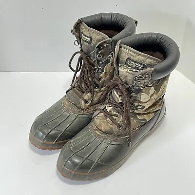 Cabelas Men's Size 12 Boots Insulated Camo Rubber Canvas Hunting Fishing • $39.97