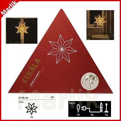 Ikea STRALA Star Christmas Lamp Shade Pendant / Table Lamp White/Motif 19  NEW • £18.27