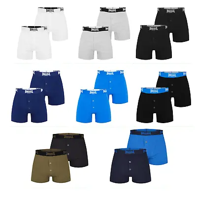 2 Pairs Lonsdale Button Fly Boxers Shorts Pants Underwear • £13.49