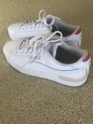 $30 • Buy Womens White Puma Shoes/sneakers Size 9 With Pink/green Details /soft Foam Inner