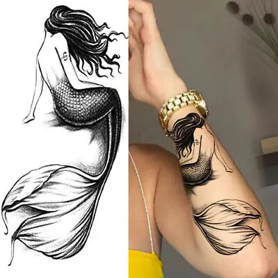 Mermaid Sailor Sea Nautical Ocean Arm Temporary Tattoo Women Leg Thigh Press On • £2.99