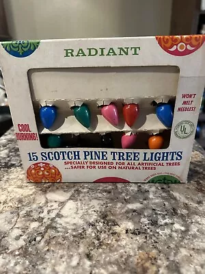 Vintage Radiant 15A Scotch Pine Tree Christmas Lights 15 Bulbs With Original Box • $34.95