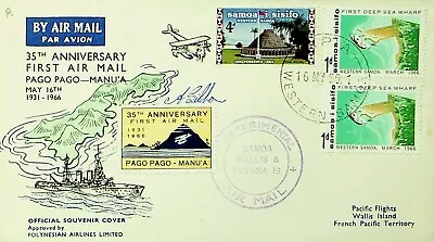 SEPHIL WESTERN SAMOA 1966 SIGNED 35TH ANN PAGO PAGO-MANU'A AIRMAIL FFC W/ 3v • $5.03