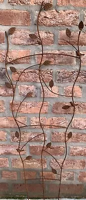 Garden Wall Metal Trellis Climbing Plant Support Trellises Rust Crooked Leaves • £28.99