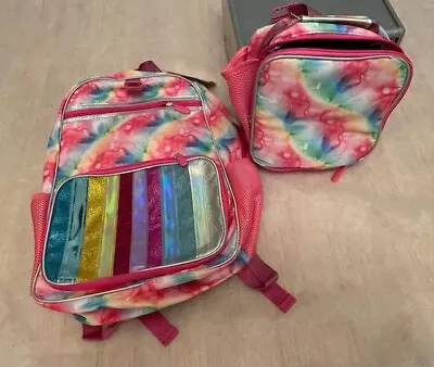 Rainbow Tie Dye Sparkle Backpack And Lunch Bag Set NEW • $13.99