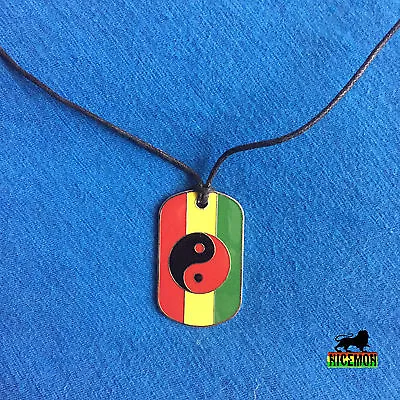 Dog Tag Rasta Ying Yang Necklace Pendent Jah Love Rasta Jamaica Reggae 1 SZ FIT • $15.99