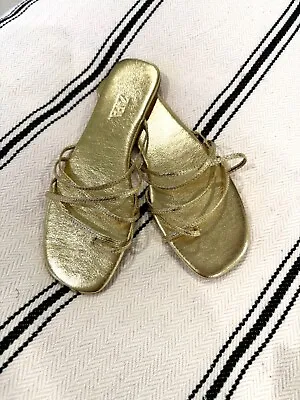 $15 • Buy Women's Zara Strappy Sandals - Size 38 (US 7.5), Gold