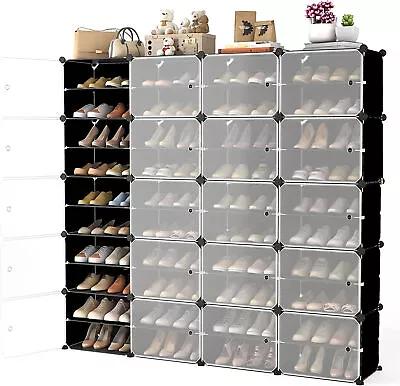 $75.19 • Buy Shoe Cabinet Rack Storage Portable Stackable Organiser Stand Clear Door Cube